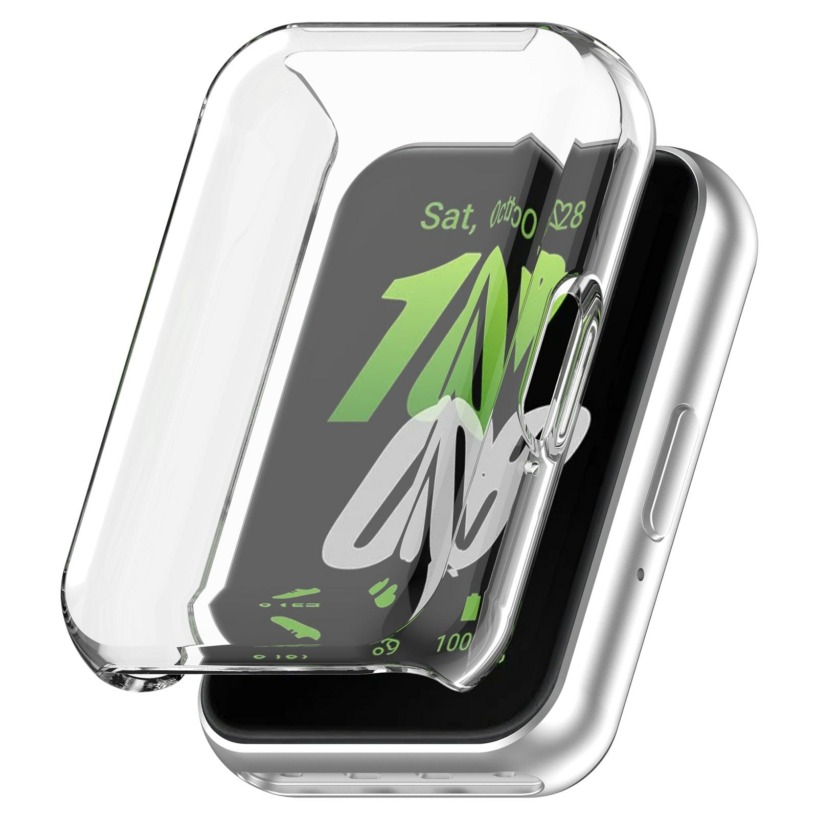For Samsung Galaxy Fit3 Watch Frame Case Electroplating Fully Wrapped TPU Watch Cover - Transparent For Samsung Galaxy Fit3 Watch Frame Case Electroplating Fully Wrapped TPU Watch Cover - Transparent